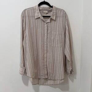 a.n.a 100% Cotton Women's Beige Striped Blouse
